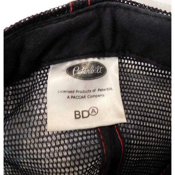 Peterbilt Denim Ball Cap Mens Dark Blue Red Stitching Adj Snap Back Trucker Hat - Picture 8 of 8
